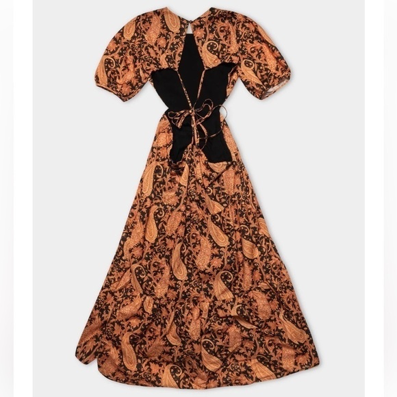 NWT Charlie Holiday X Free People Flores Burnt Paisley Midi Dress. Size 2 (XS). - Picture 4 of 11